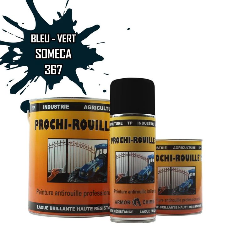 Peinture agricole PROCHI-ROUILLE brillante, bleu-vert, 367, SOMECA