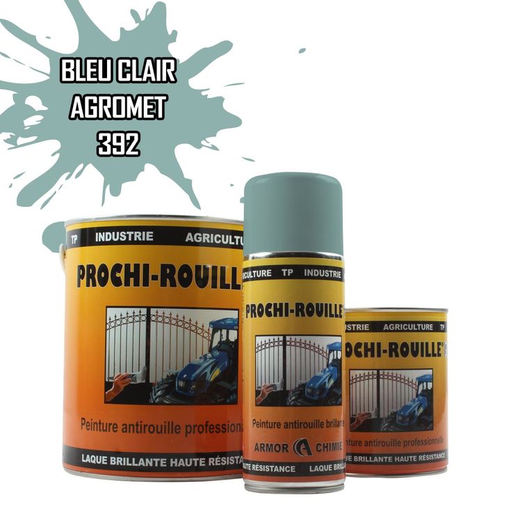 Peinture agricole PROCHI-ROUILLE brillante, Bleu clair, 392, AGROMET