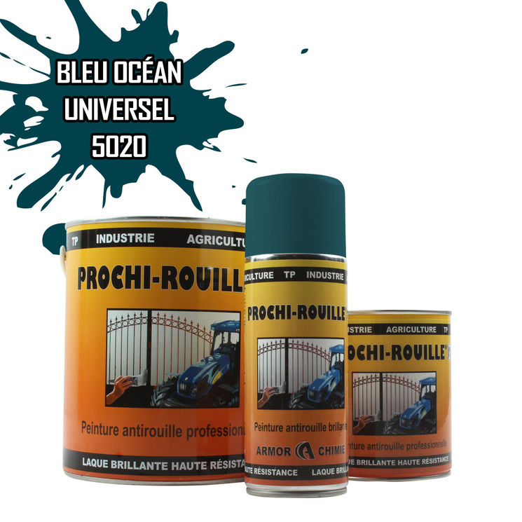 Peinture agricole PROCHI-ROUILLE brillante, Bleu océan, RAL 5020, UNIVERSEL