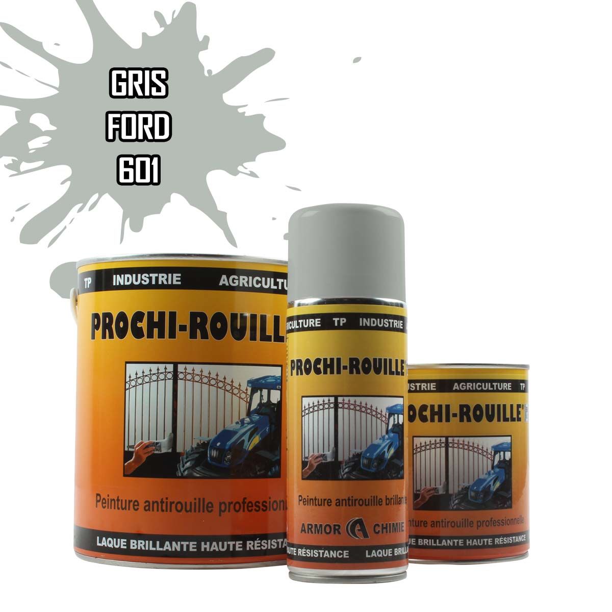 Peinture agricole PROCHI-ROUILLE brillante, Gris, 601, FORD