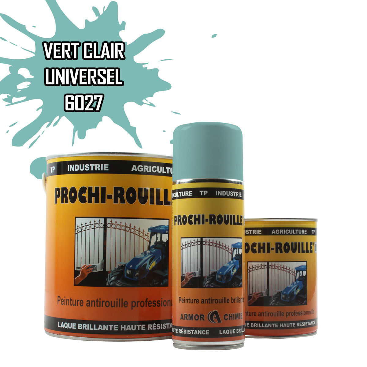 Peinture agricole PROCHI-ROUILLE brillante, Vert clair, RAL 6027, UNIVERSEL