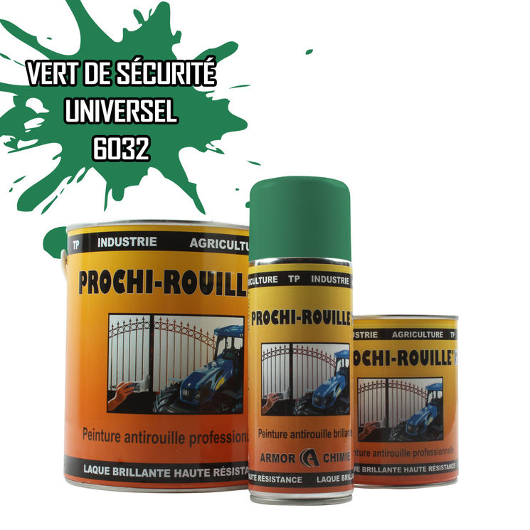 Peinture agricole PROCHI-ROUILLE brillante, Vert de sécurité, RAL 6032, UNIVERSEL