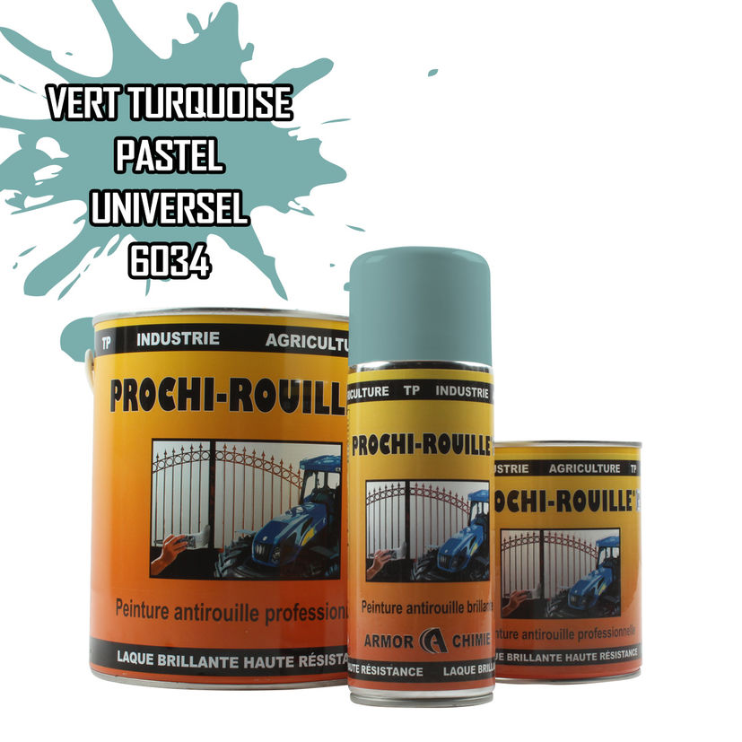 Peinture agricole PROCHI-ROUILLE brillante, Vert turquoise pastel, RAL 6034, UNIVERSEL