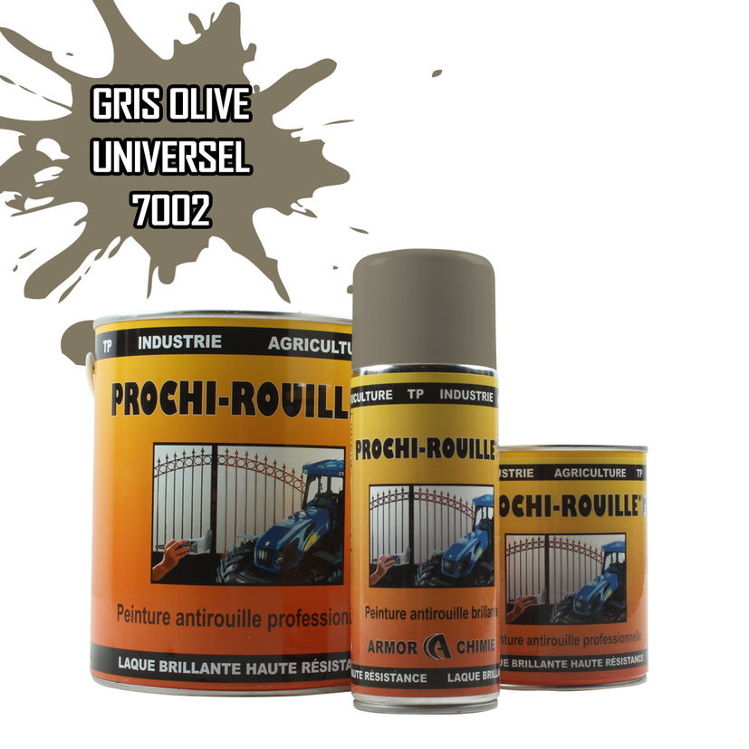 Peinture agricole PROCHI-ROUILLE brillante, Gris olive, RAL 7002, UNIVERSEL