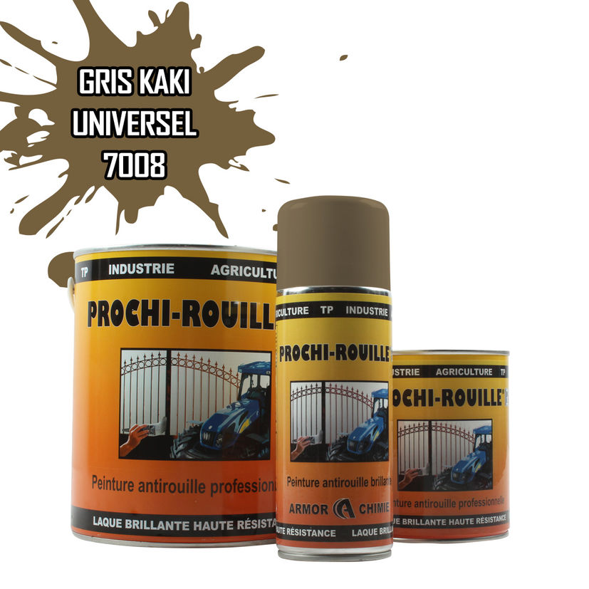 Peinture agricole PROCHI-ROUILLE brillante, Gris kaki, RAL 7008, UNIVERSEL