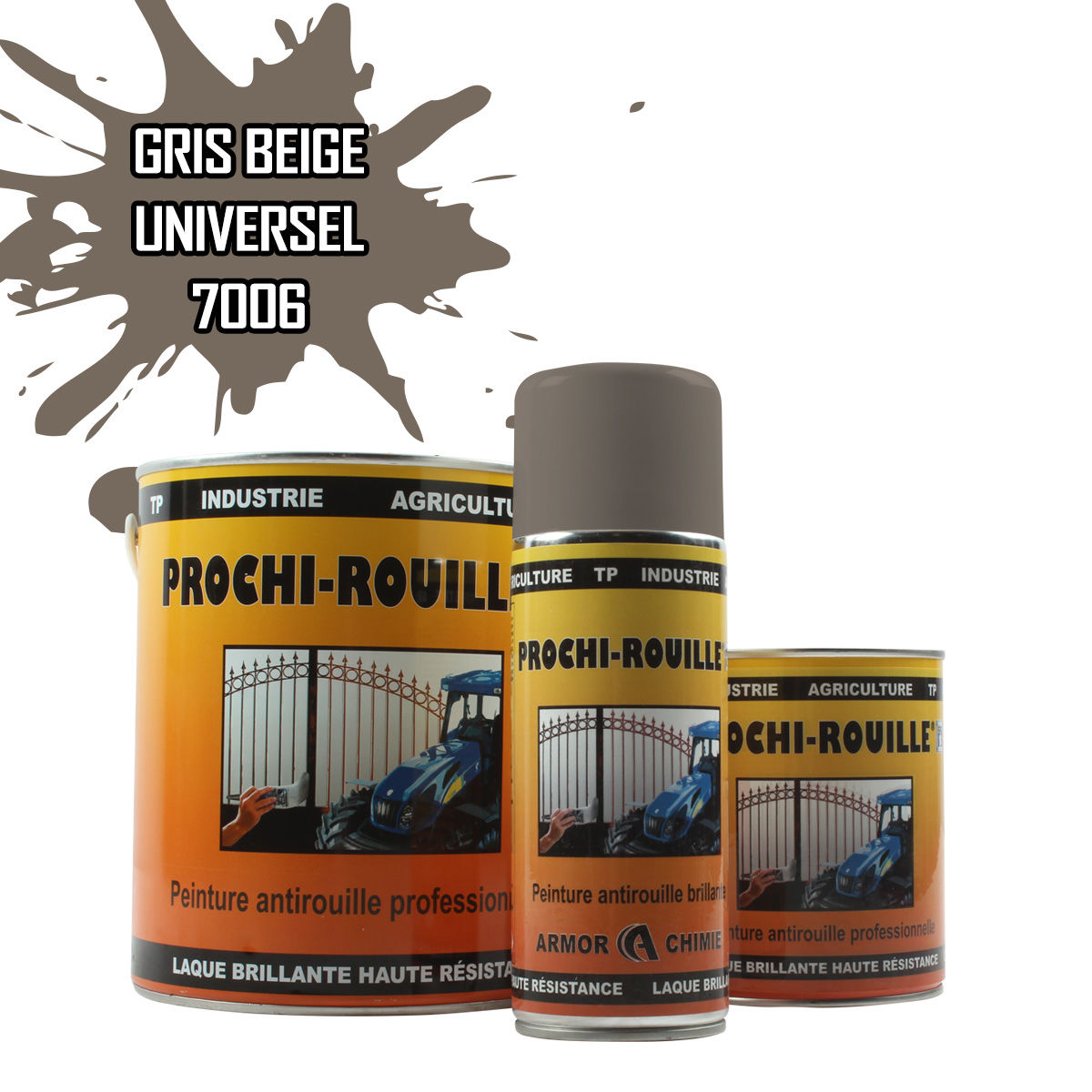 Peinture agricole PROCHI-ROUILLE brillante, Gris beige, RAL 7006, UNIVERSEL