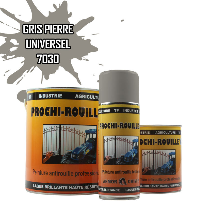 Peinture agricole PROCHI-ROUILLE brillante, Gris pierre, RAL 7030, UNIVERSEL