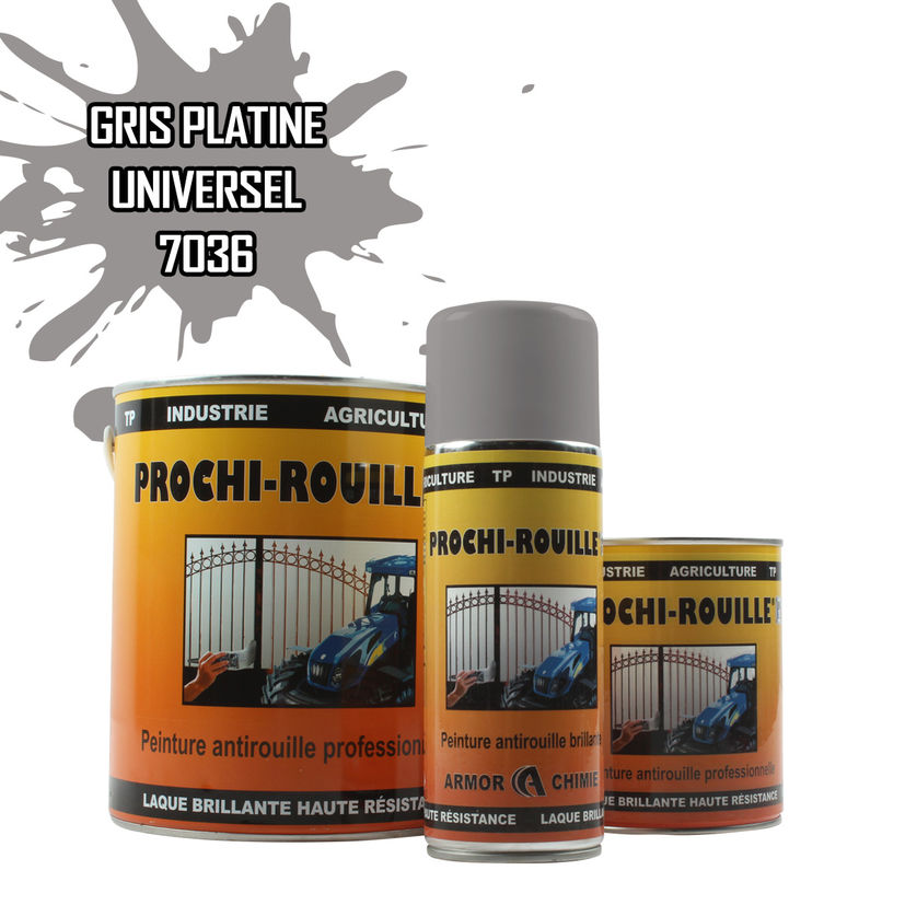 Peinture agricole PROCHI-ROUILLE brillante, Gris platine, RAL 7036, UNIVERSEL