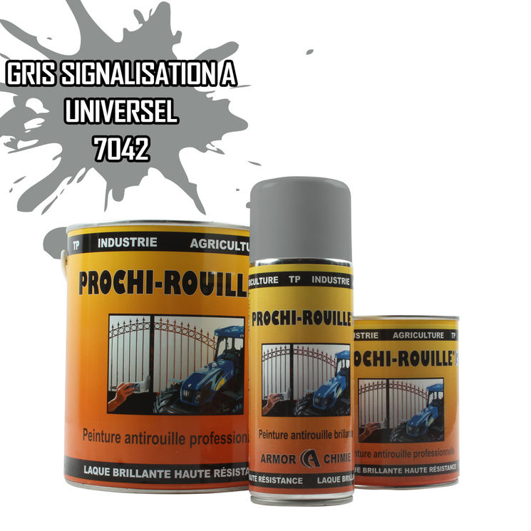 Peinture agricole PROCHI-ROUILLE brillante, Gris signalisation A, RAL 7042, UNIVERSEL