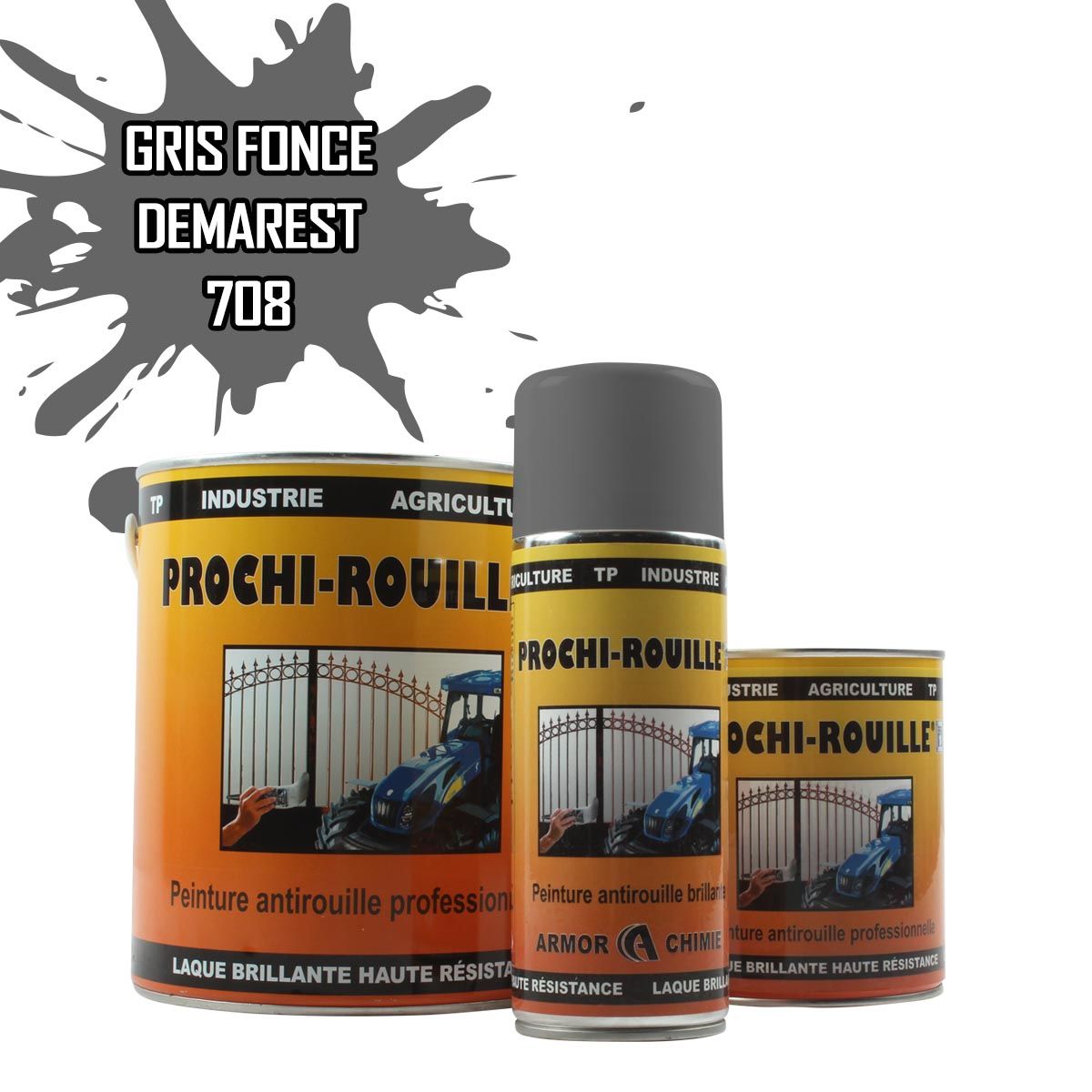 Peinture agricole PROCHI-ROUILLE brillante, Gris NEW foncé, 708, DEMAREST