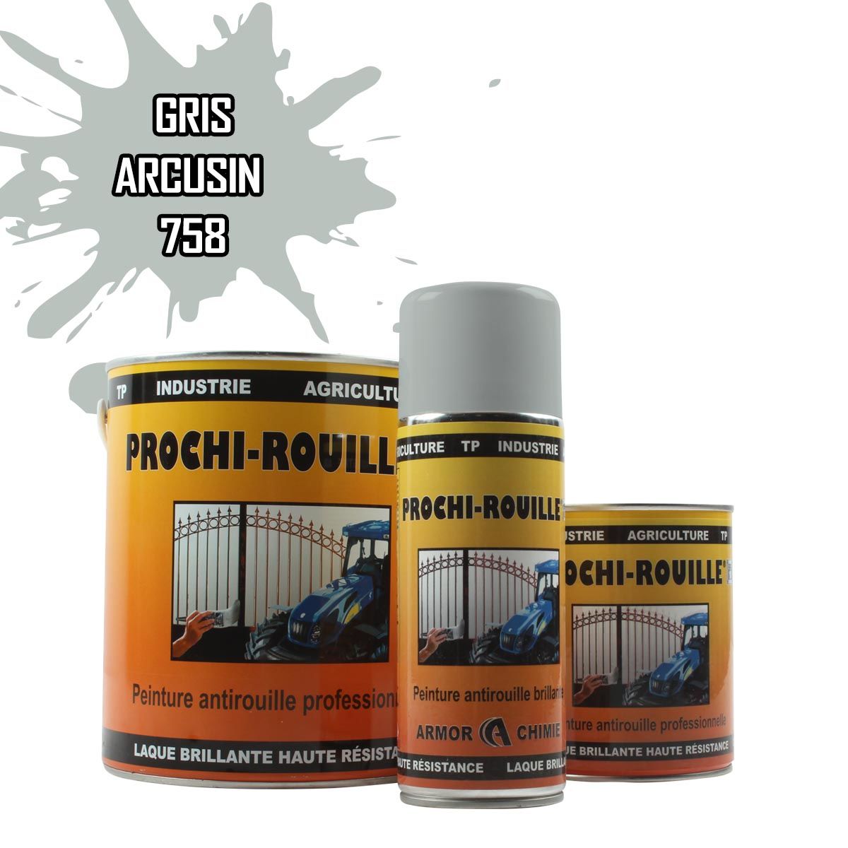 Peinture agricole PROCHI-ROUILLE brillante, Gris, 758, ARCUSIN