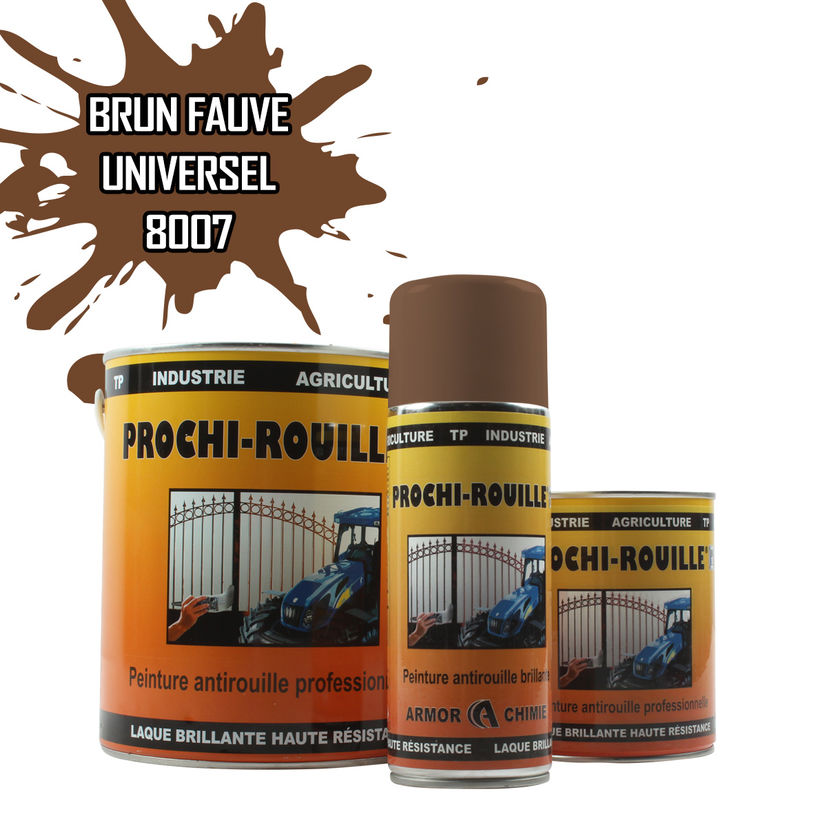 Peinture agricole PROCHI-ROUILLE brillante, Brun fauve, RAL 8007, UNIVERSEL