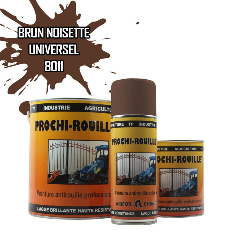 Peinture agricole PROCHI-ROUILLE brillante, Brun noisette, RAL 8011, UNIVERSEL