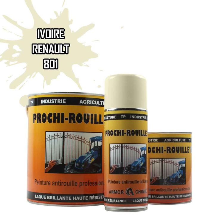 Peinture agricole PROCHI-ROUILLE brillante, Ivoire NEW, 801, RENAULT