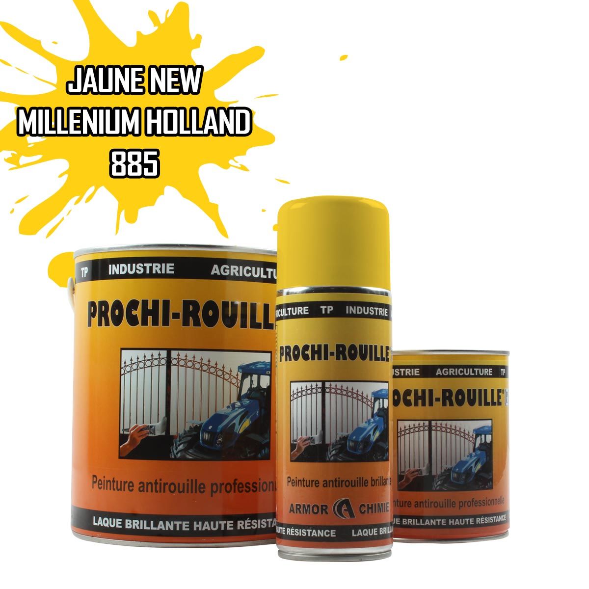 Peinture agricole PROCHI-ROUILLE brillante, Jaune, 885, MILLENIUM NEW HOLLAND