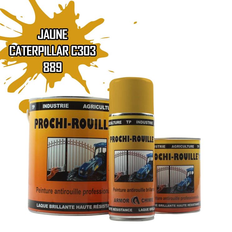 Peinture agricole PROCHI-ROUILLE brillante, Jaune, 889 C303, CATERPILLAR