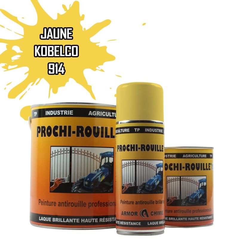 Peinture agricole PROCHI-ROUILLE brillante, Jaune, 914, KOBELCO