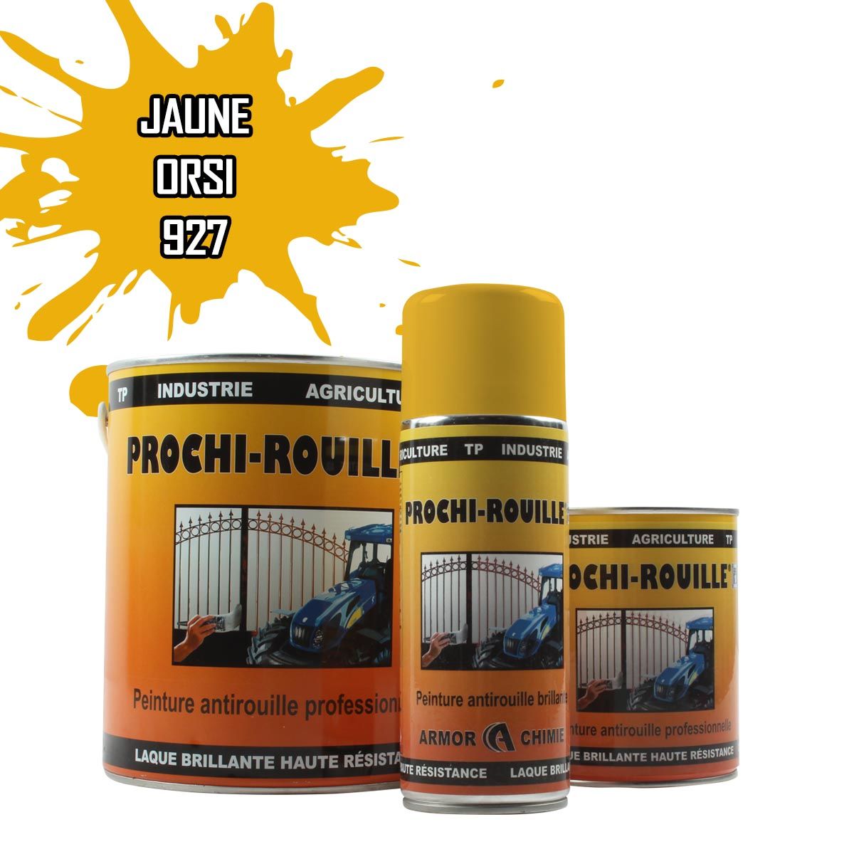 Peinture agricole PROCHI-ROUILLE brillante, Jaune, 927, ORSI