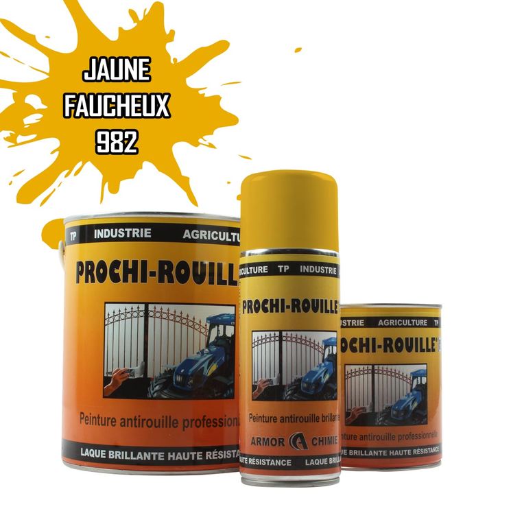 Peinture agricole PROCHI-ROUILLE brillante, Jaune, 982, FAUCHEUX