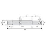 Axe d'attelage double de Ø22 et 28 mm, longueur totale 200 mm, goupille de Ø12 mm