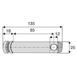 Axe d'attelage de Ø25 mm cat 2, goupille de Ø12 mm