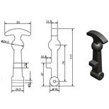 Attaches 120x35 mm, Ø5,5mm, entraxe 17,5mm pour capot 120mm