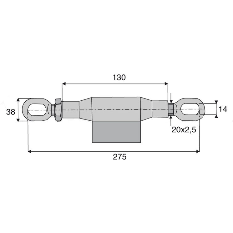 Tendeur à œil longueur 275x130 mm, filetage 20x2,5