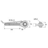 Tirant à rotule, cat 2, tige M30x3, filetage droite