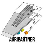 Bèche 368x200x10, entraxe 70 mm pour machine à bècher SELVATICI, pièce interchangeable