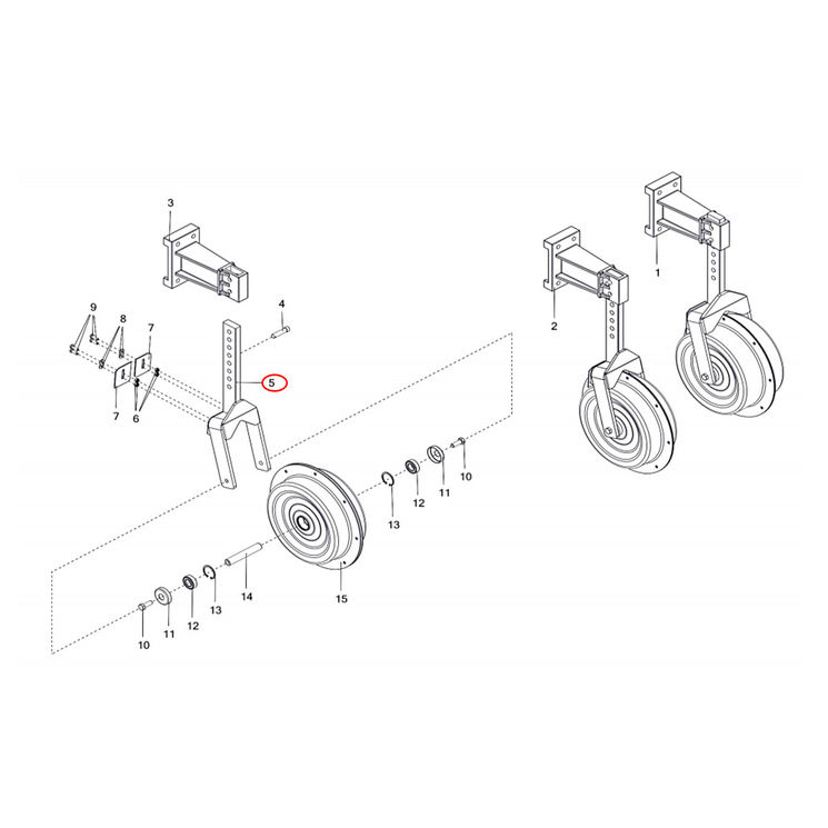 Fourche coutre guidage pour bineuse OZDOKEN / AC010303