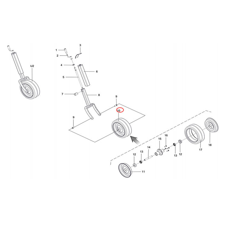 Roue de terrage complète pour bineuse OZDOKEN / AC010610