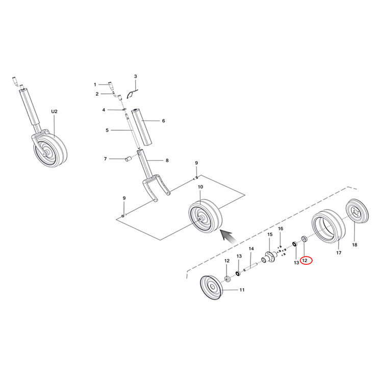 Couvercle d´arbre de roue pour bineuse OZDOKEN / AC010612