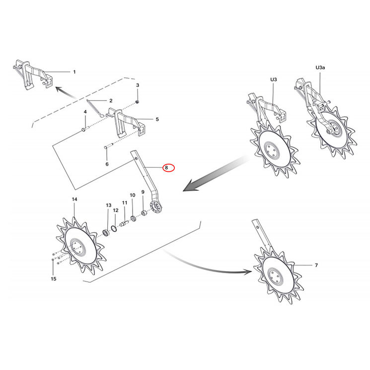 Etançon pour roue soléil pour bineuse OZDOKEN / AC010706