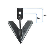 Soc triangulaire type BIO 150 mm, épaisseur 6 mm, trou Ø11 mm, pour bineuse UNIVERSEL