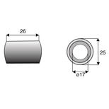 Entretoise 17x25xlong.26 mm pour marteau broyeur BOMFORD, KUHN, NOREMAT, EPOKE