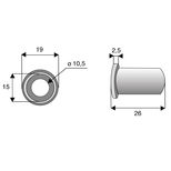 Entretoise épaulée 10,5x15xlong.26 mm, épaulement 19 mm pour marteau broyeur BOMFORD, NOREMAT, EPOKE