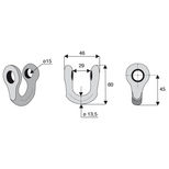 Manille droite, fil 13,5mm, trou de 15mm, pour broyeur BOMFORD, TURNER, NOREMAT, EPOKE