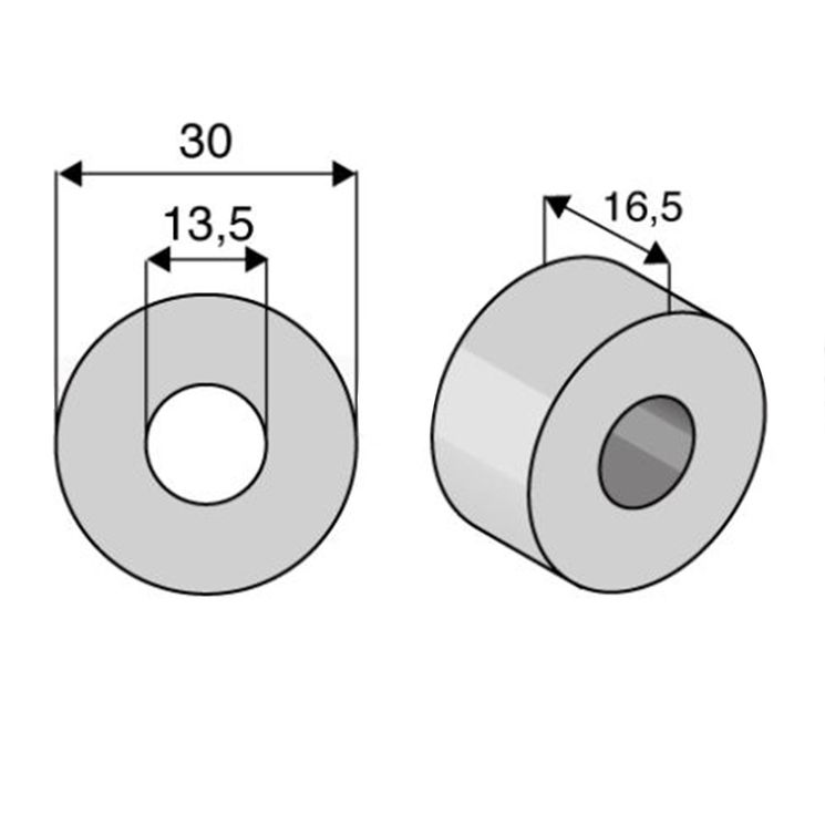 Bague 13,5x30xlong.16,5 mm pour marteau broyeur DUCKER