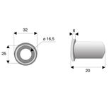 Entretoise épaulée 16,5x25xlong.20 mm, épaulement 32 mm pour broyeur FERRI