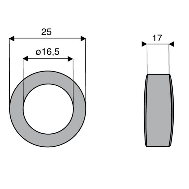 Rondelle 16,5x25xlong.17 mm pour marteau HOUEL