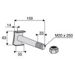 Piton M20x2,5 avec écrou à freinage interne classe 10.9 pour broyeur WILLIBALD, KUHN