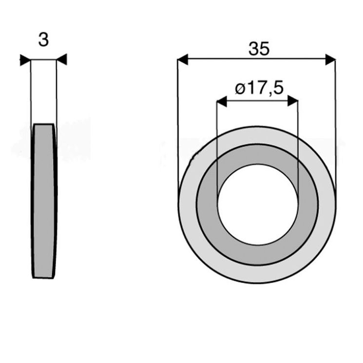 Rondelle pour fléau broyeur LAGARDE 35x17,5xlong.3mm