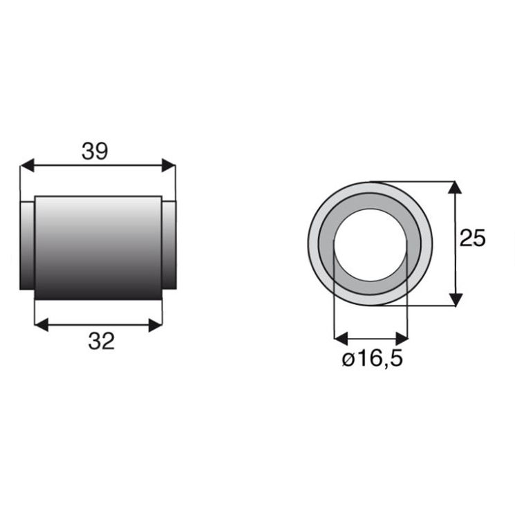 Bague 16,5x25xlong.39x32 mm pour marteau broyeur LAGARDE