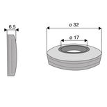 Rondelle 17x32xlong.6,5 mm pour marteau broyeur CMV, LAGARDE, NICOLAS, NOREMAT, ROUSSEAU, SMA