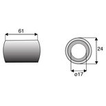 Entretoise 17x24xlong.61 mm pour marteau broyeur CMV, LAGARDE, NICOLAS, NOREMAT, ROUSSEAU, SMA