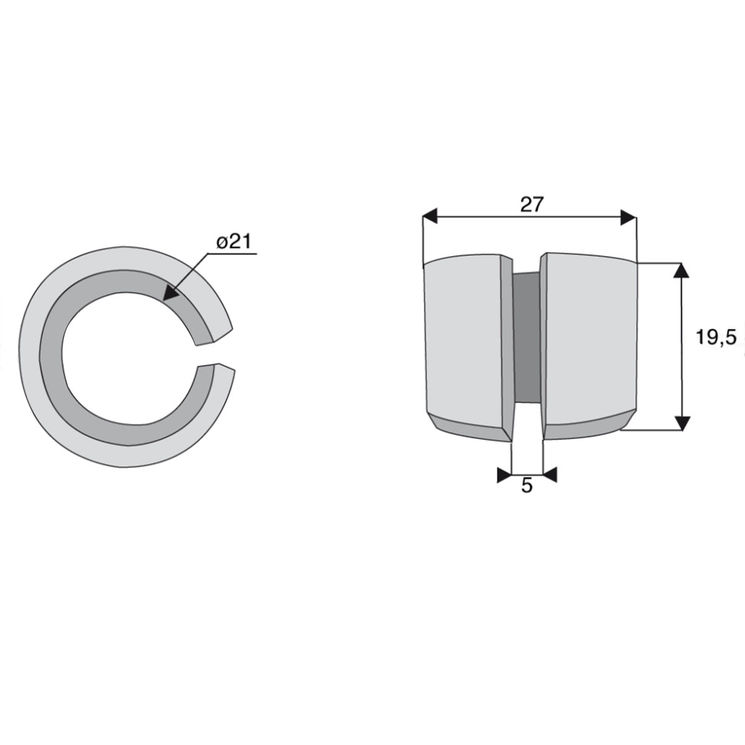 Bague 21x27xlong.19,5 mm pour marteau broyeur TUNNIBEN ET STOCKS, PERFECT