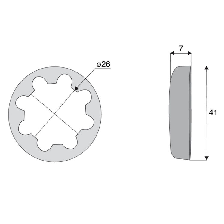 Rondelle 26x41xlong.7 mm pour marteau broyeur PERFECT, TUNNIBEN ET STOCKS