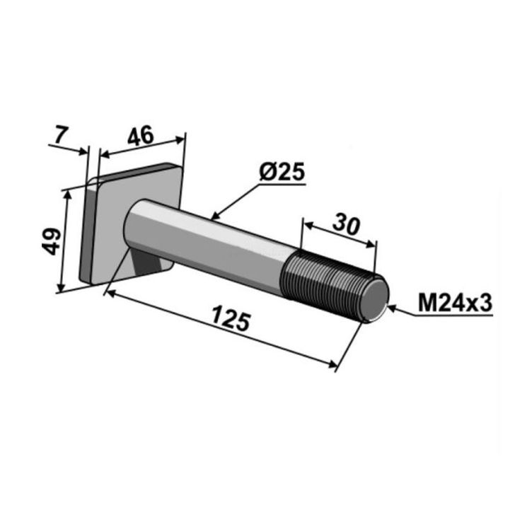 Piton M24x3 pour marteau broyeur QUIVOGNE BLS24031 - VIS24004